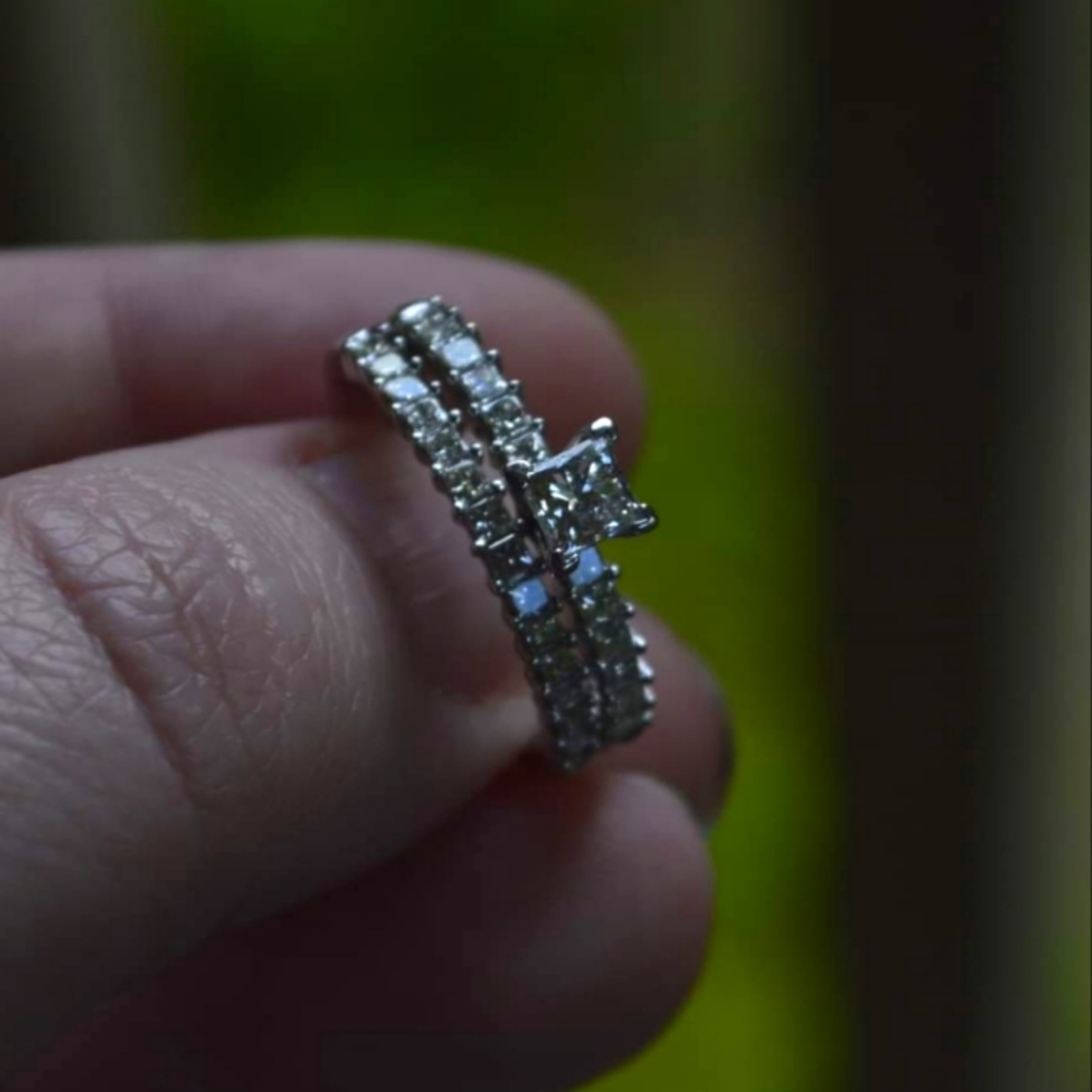 14kt White Gold Princess Cut Diamond Bridal Set